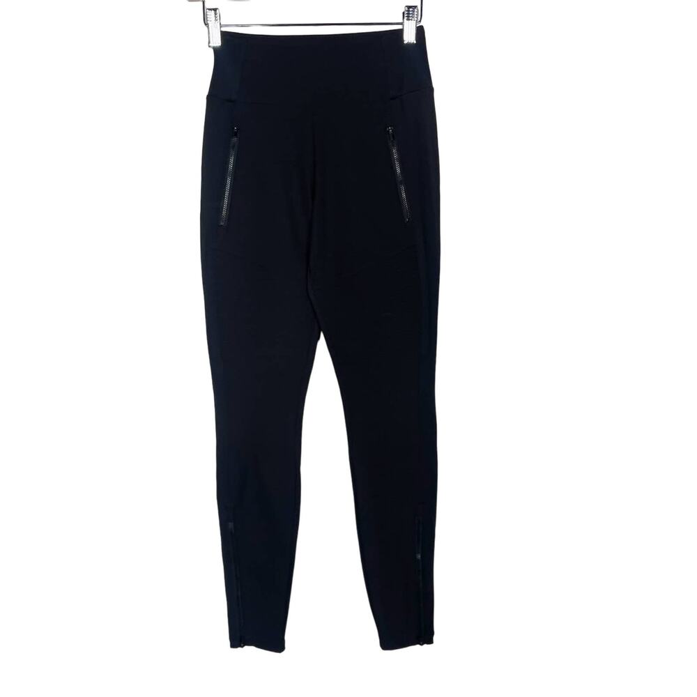 Athleta Size 0 Black Headlands Hybrid Moto Tight Leggings Zip Ankle Skinny Leg